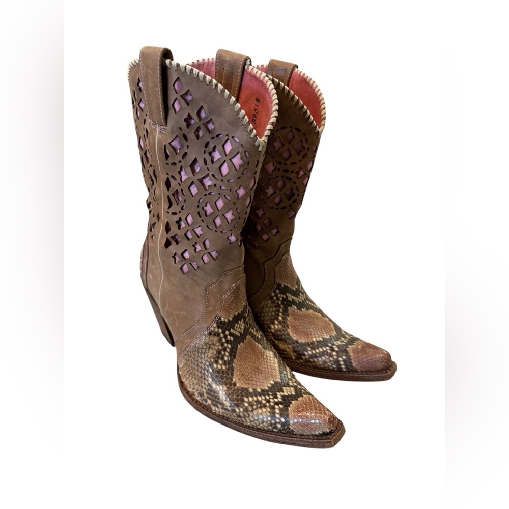Corral Snakeskin Laser Cut Western Boots Size 9M - Picture 2 of 15
